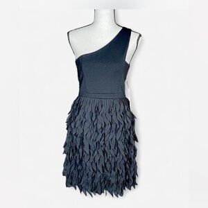 Adrianna Papell Black One-Shoulder Dress with Textured Skirt